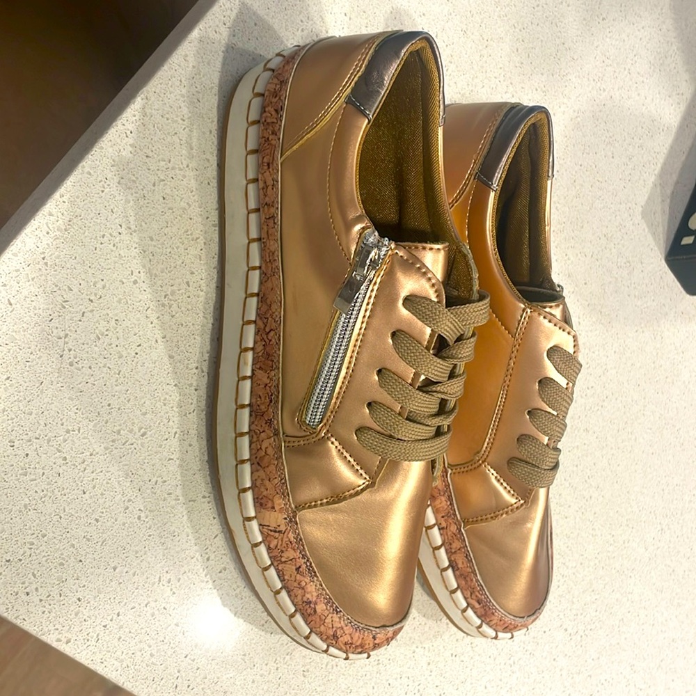 Rose, gold, zipper accent, multi detailed shoes - women’s